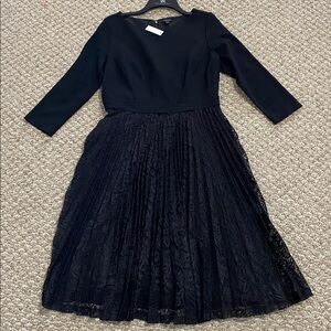 NWT ($149.00) Talbot’s Black Ponte Knit and Pleated Lace Occasion Dress